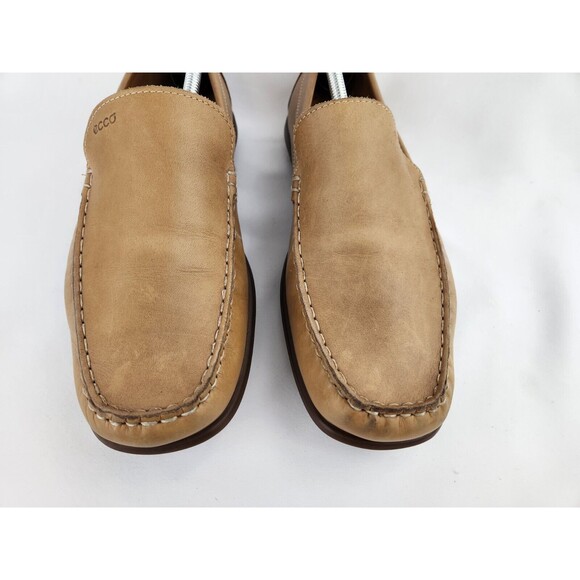 Mens Ecco Tan Brown Genuine Handsewn Leather Driving Moccasins Loafers 46 Sz 12‎ - Picture 3 of 16